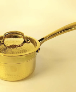 1 Liter Pure Brass Saucepan Hammered with Tin Coating Inner Side | Kalai | with Lid.